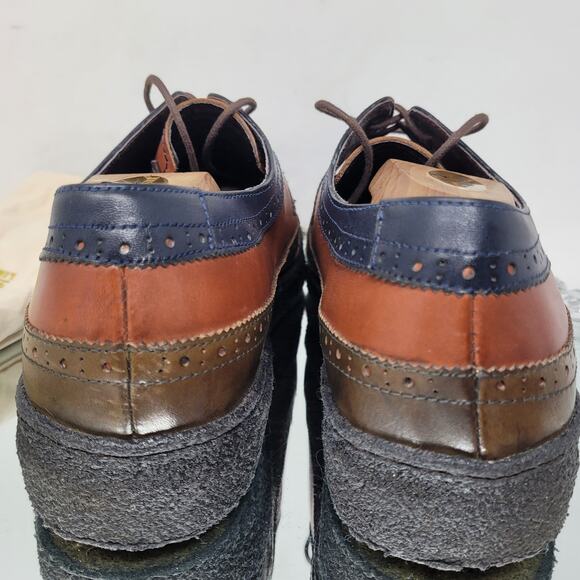 British Walker Shoes Wingtip Low Playboy Leather Mens 11 Brown Rust Blue 99.5% main image 4